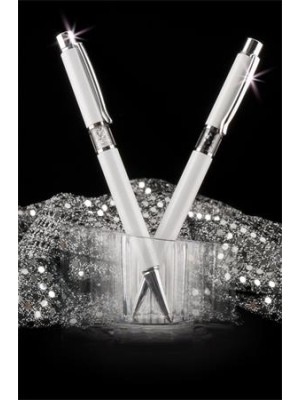 Pero ART Crystella®, s kryštálom SWAROVSKI®, guľôčkové, biele, biely kryštál