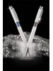 Pero ART Crystella®, s kryštálom SWAROVSKI®, guľôčkové, biele, zafítovo modrý kryštál