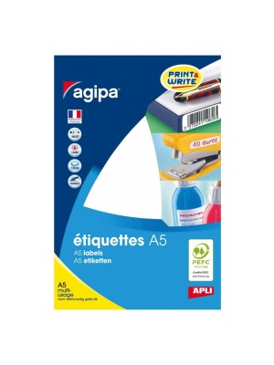 Etikety kruhové 15mm Agipa A5 biele