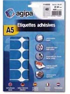Etikety kruhové 24mm Agipa A5 modré