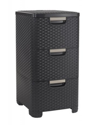 Odkladací box so zásuvkami, s efektom ratanu, 3x14 l Odkladací box so zásuvkami, s efektom ratanu, 3x14 l
