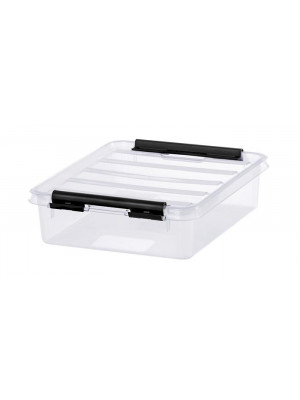 Úložný box, plastový, 1 l, čierne úchytky, SMARTSTORE "Classic 1", priehľadný