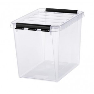 Úložný box, plastový, 14 l, čierne úchytky, SMARTSTORE "Classic 11", priehľadný