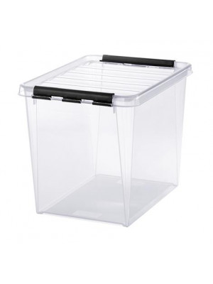 Úložný box, plastový, 25 l, čierne úchytky, SMARTSTORE "Classic 16", priehľadný