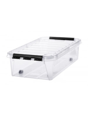 Úložný box, plastový, 31 l, čierne úchytky a kolieska, SMARTSTORE "Classic 35", priehľadný Úložný box, plastový, 31 l, čierne úchytky a kolieska, SMARTSTORE "Classic 35", priehľadný