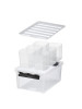 Úložný box, plastový, čierne úchytky, 6 priehradiek, SMARTSTORE "Classic 15", priehľadný