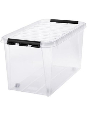 Úložný box, plastový, 70 litrov, čierne úchytky, SMARTSTORE "Classic 70", priehľadná