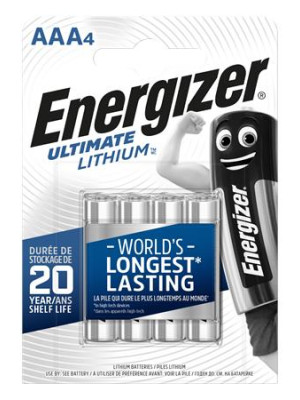 Batéria, AAA, mikrotužková, 4 ks, Lítium, ENERGIZER "Ultimate Lithium"