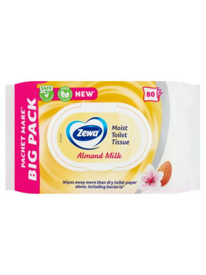 Toaletný papier, vlhčený, 80ks, ZEWA, mandľové mlieko
