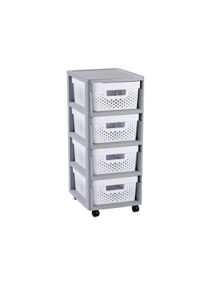 Zásuvkový regál, recyklovaný plast, 4x11 l, "Infinity"