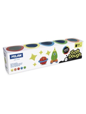 Plastelína MILAN Soft Dough neónové farby - sada 5 ks