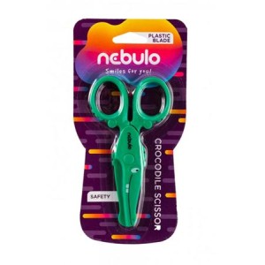 Nožnice, pre škôlkarov, 12 cm, plastová čepeľ, NEBULO, krokodíl