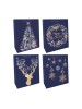Vianočná papierová taška 260x320mm textilné ušká vo farbe tašky mix 4 modrých motívov bez možnosti výberu