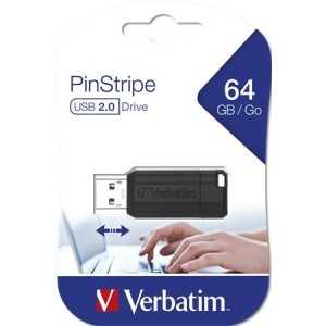 USB kľúč 2.0 VERBATIM PinStripe, 64 GB, čierny