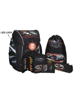 Školská taška - 5-dielny set, PRO LIGHT Sport Car 19, LED