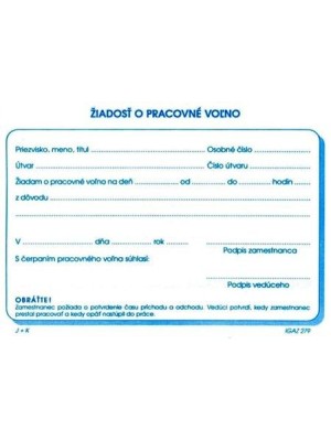 Žiadosť o pracovné voľno