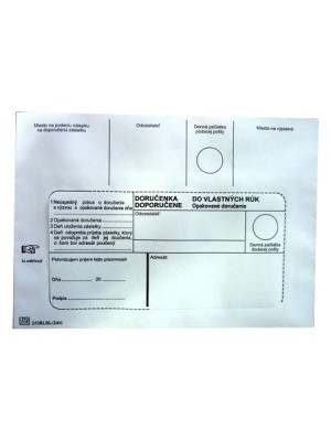 Obálky s doručenkou B6, DVR s opak. doručením, 50 ks
