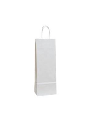 Papierová taška na víno, biela, 140 x 80 x 390 mm