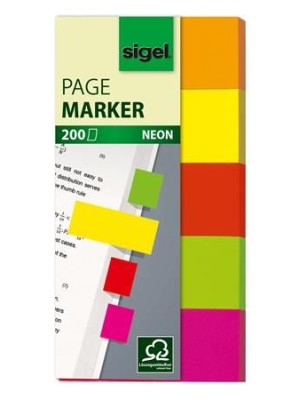 Papierové záložky SIGEL, "Neon", 20 x 50 mm