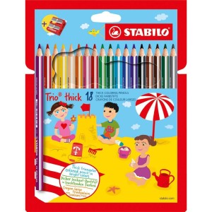 Farebné ceruzky STABILO Trio, 18 ks, so strúhadlom