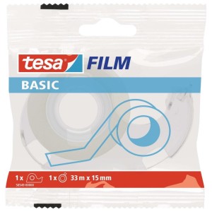 Lepiaca páska TESA Basic, s dispenzorom, 15 mm x 33 m