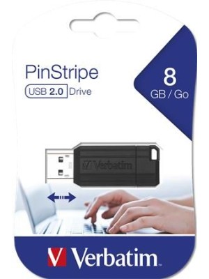 USB kľúč 2.0 VERBATIM PinStripe, 8 GB, čierny