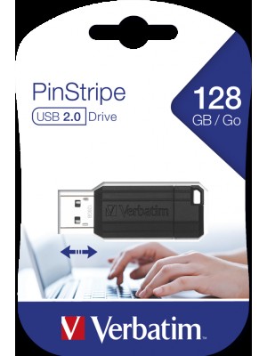 USB kľúč 2.0 VERBATIM PinStripe, 128 GB, čierny