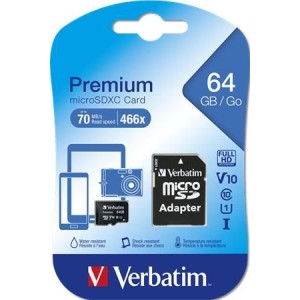 Pamäťová karta VERBATIM Premium, micro SDXC, 64 GB