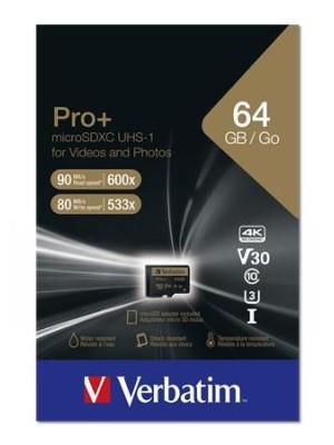 Pamäťová karta VERBATIM Pro+, micro SDXC, 64 GB