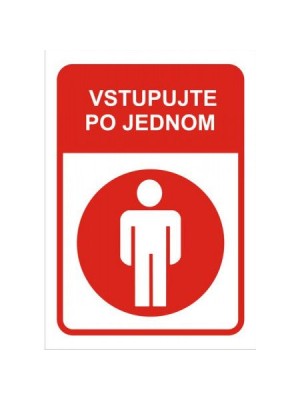 Nálepka Vstupujte po jednom 10x15cm