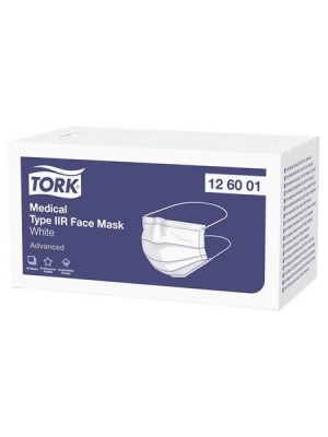 Lekárska maska, 3-vrstvová, rúško TORK, 50 ks, biela