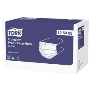 Lekárska maska, 3-vrstvová, rúško TORK, 5x10 ks, biela