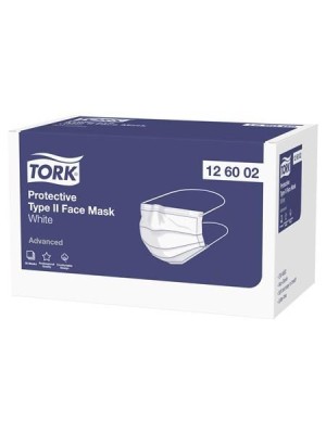 Lekárska maska, 3-vrstvová, rúško TORK, 5x10 ks, biela