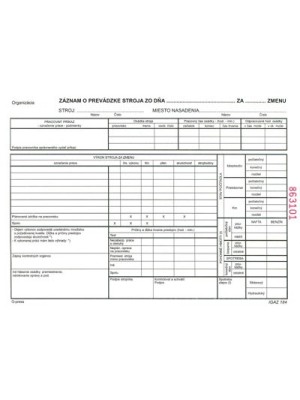 Záznam o prevádzke stroja, A5