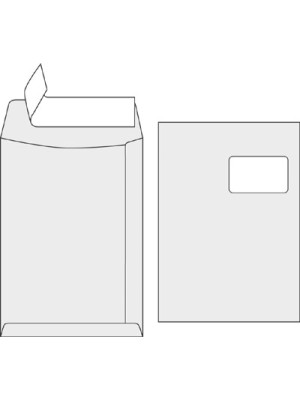 Obálky C4, s okienkom s páskou, 250 ks