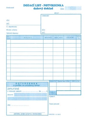 Dodací list A5 samoprepisovací s potvrdenkou