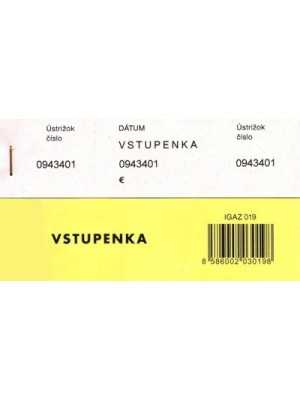 Vstupenka 3- dielna číslovaná