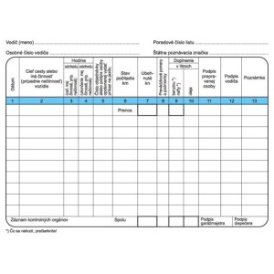 Záznam o prevádzke auta, 100 listov