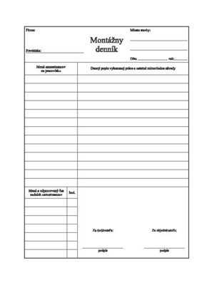 Montážny denník A4 samoprepisovací