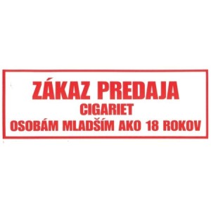 Nálepka "Zákaz predaja cigariet..."