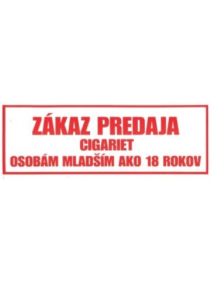 Nálepka "Zákaz predaja cigariet..."