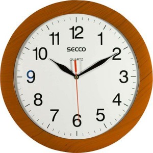 Nástenné hodiny, 28 cm, SECCO, rám s efektom dreva