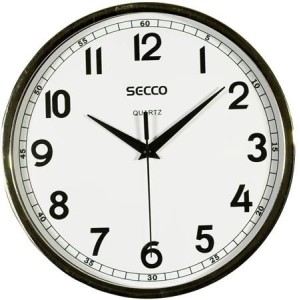 Nástenné hodiny, 24 cm, SECCO, rám chrómovej farby
